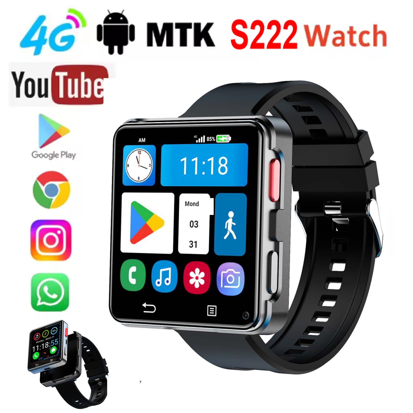 Smart Watch - Reloj Inteligente S222 4G con Tarjeta